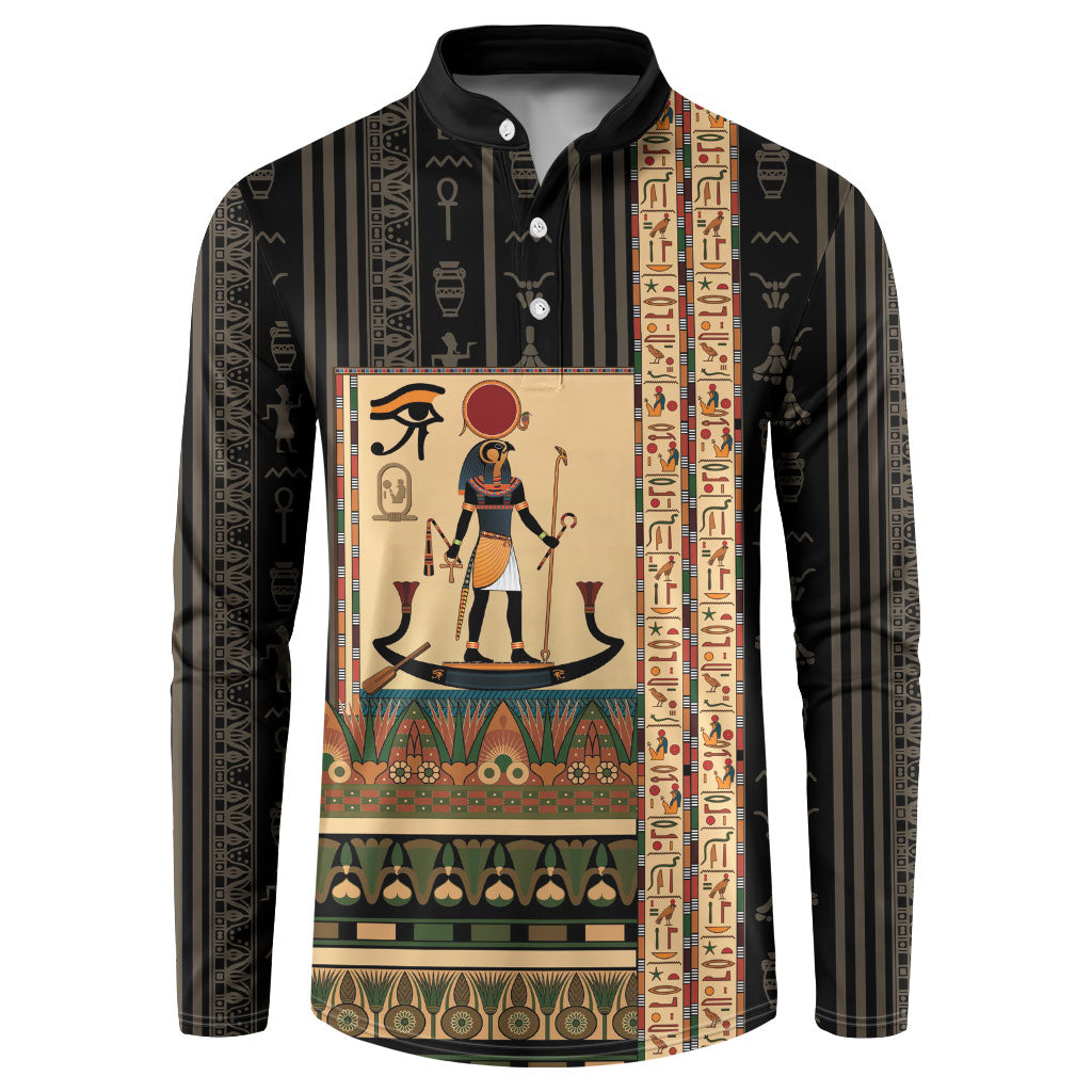 Egyptian God Ra Button Sweatshirt Ancient Mythology Solar Barque Falcon