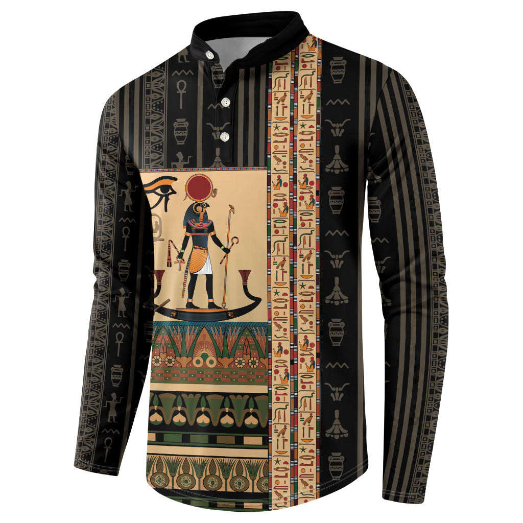 Egyptian God Ra Button Sweatshirt Ancient Mythology Solar Barque Falcon
