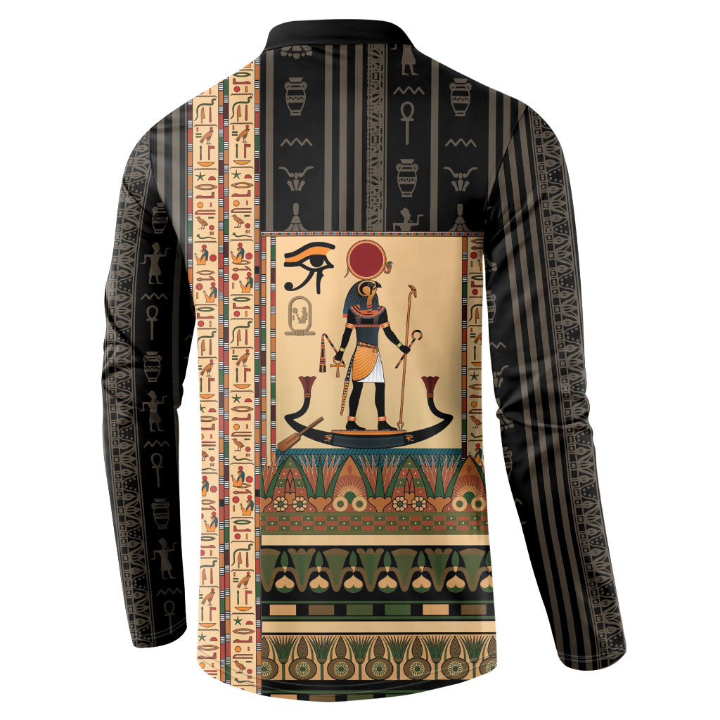 Egyptian God Ra Button Sweatshirt Ancient Mythology Solar Barque Falcon