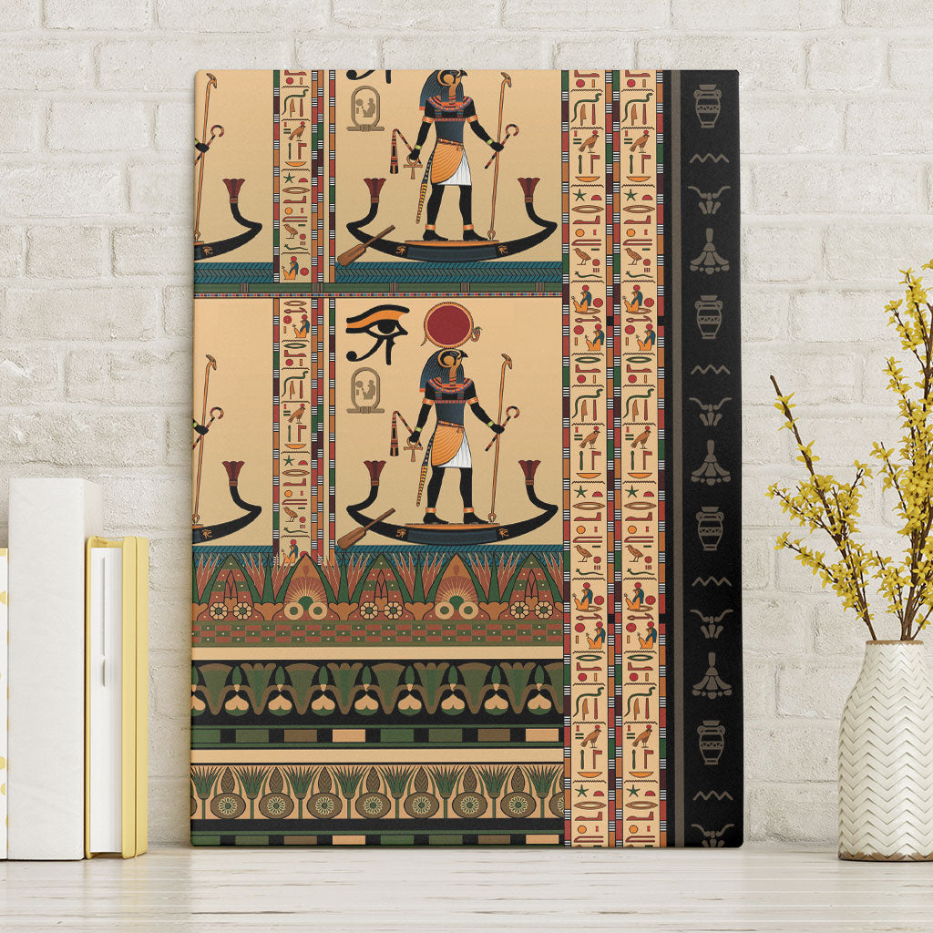 Egyptian God Ra Canvas Wall Art Ancient Mythology Solar Barque Falcon