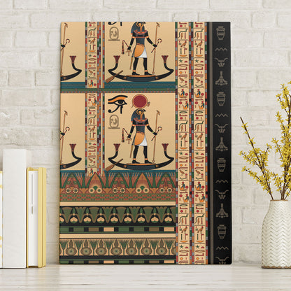 Egyptian God Ra Canvas Wall Art Ancient Mythology Solar Barque Falcon