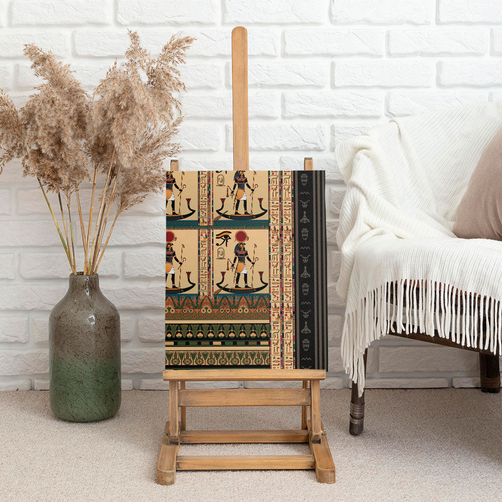 Egyptian God Ra Canvas Wall Art Ancient Mythology Solar Barque Falcon