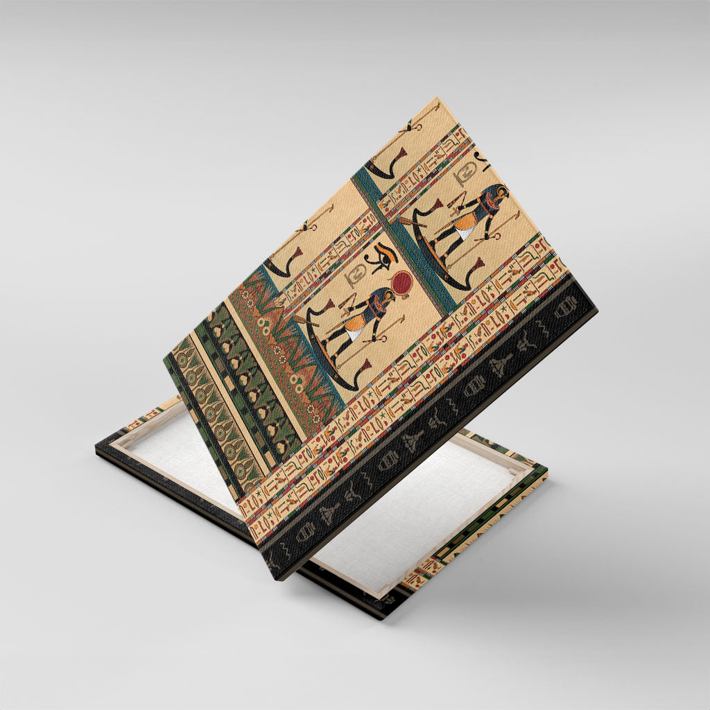 Egyptian God Ra Canvas Wall Art Ancient Mythology Solar Barque Falcon