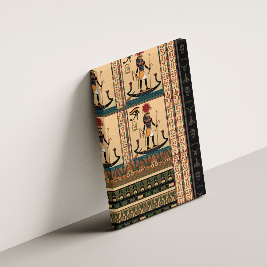Egyptian God Ra Canvas Wall Art Ancient Mythology Solar Barque Falcon