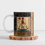 Egyptian God Ra Ceramic Mug Ancient Mythology Solar Barque Falcon