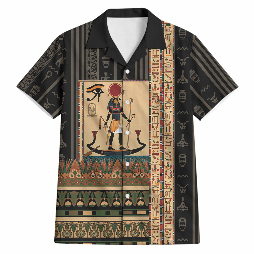 Egyptian God Ra Hawaiian Shirt Ancient Mythology Solar Barque Falcon