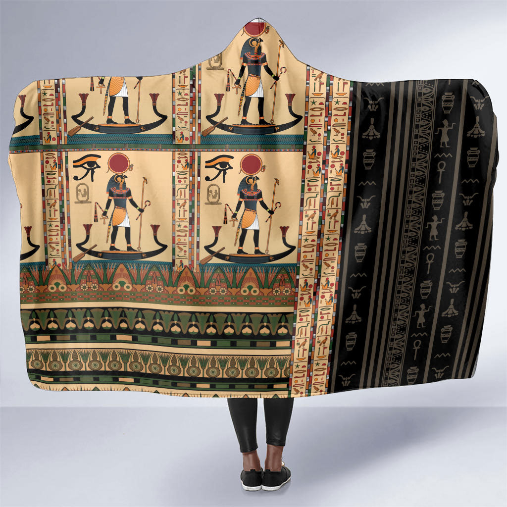 Egyptian God Ra Hooded Blanket Ancient Mythology Solar Barque Falcon