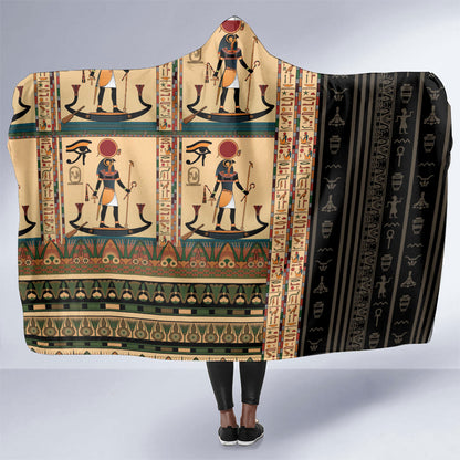 Egyptian God Ra Hooded Blanket Ancient Mythology Solar Barque Falcon