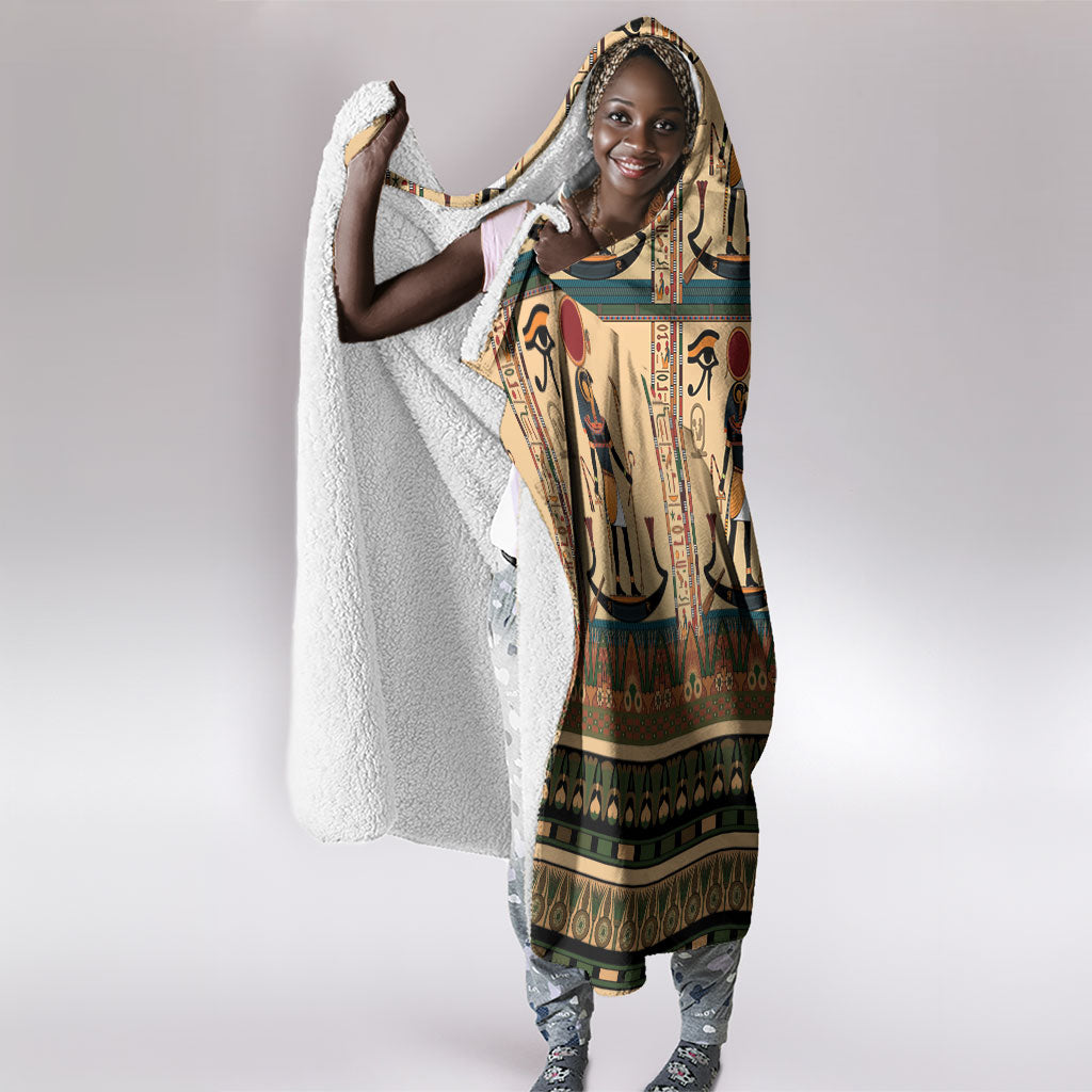 Egyptian God Ra Hooded Blanket Ancient Mythology Solar Barque Falcon