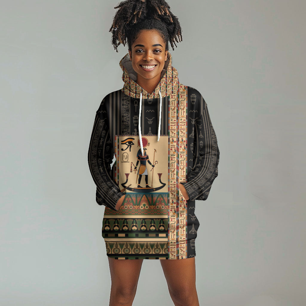 Egyptian God Ra Hoodie Dress Ancient Mythology Solar Barque Falcon