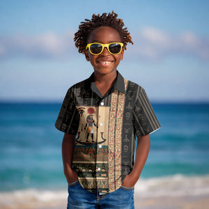 Egyptian God Ra Kid Hawaiian Shirt Ancient Mythology Solar Barque Falcon