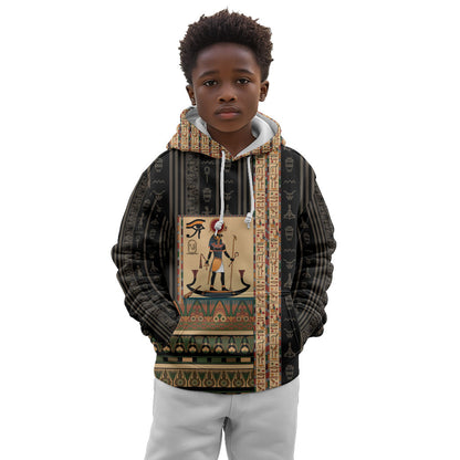 Egyptian God Ra Kid Hoodie Ancient Mythology Solar Barque Falcon