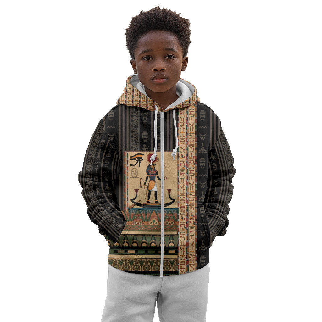 Egyptian God Ra Kid Hoodie Ancient Mythology Solar Barque Falcon
