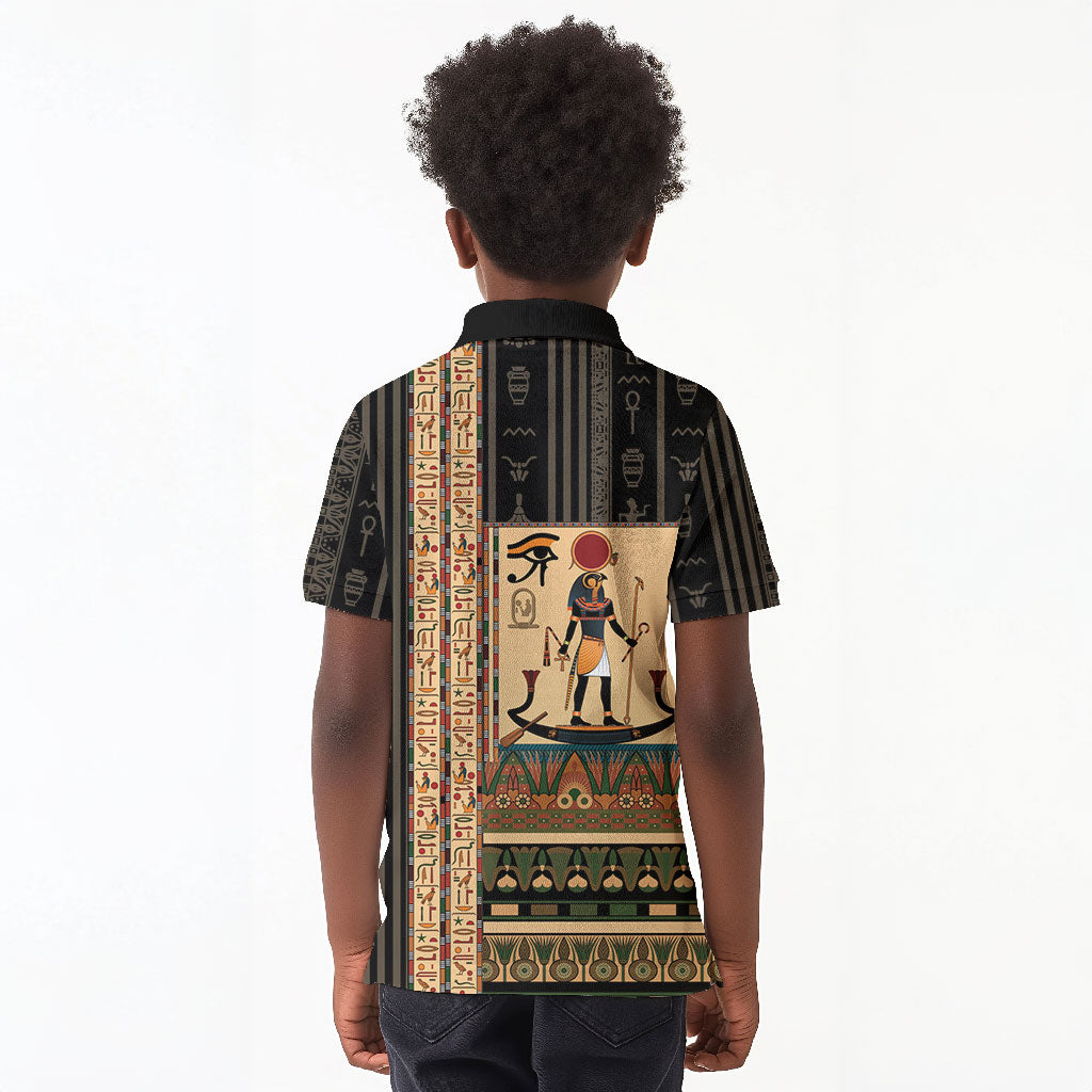 Egyptian God Ra Kid Polo Shirt Ancient Mythology Solar Barque Falcon