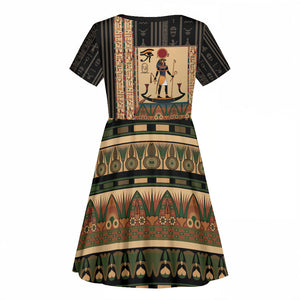 Egyptian God Ra Kid Short Sleeve Dress Ancient Mythology Solar Barque Falcon