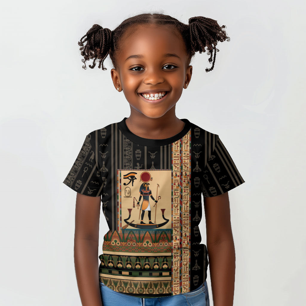 Egyptian God Ra Kid T shirt Ancient Mythology Solar Barque Falcon