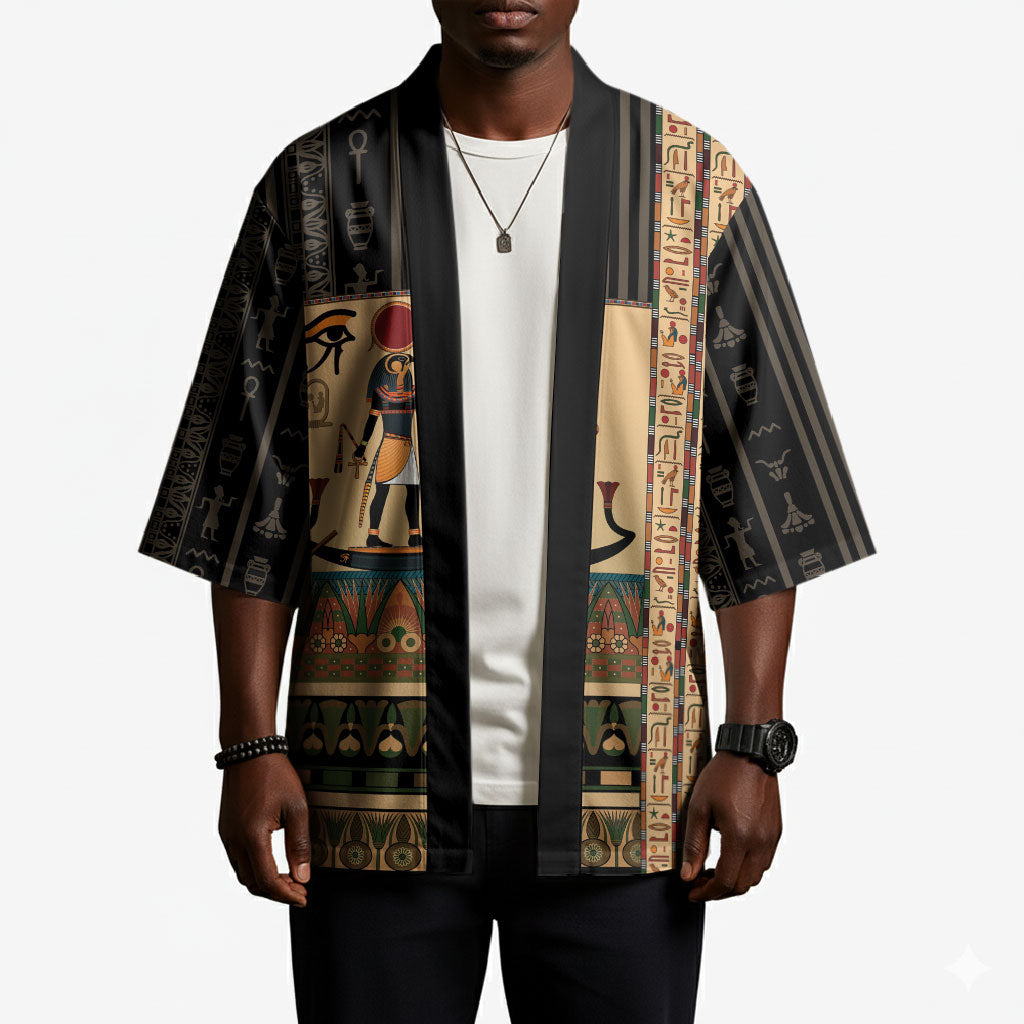 Egyptian God Ra Kimono Ancient Mythology Solar Barque Falcon