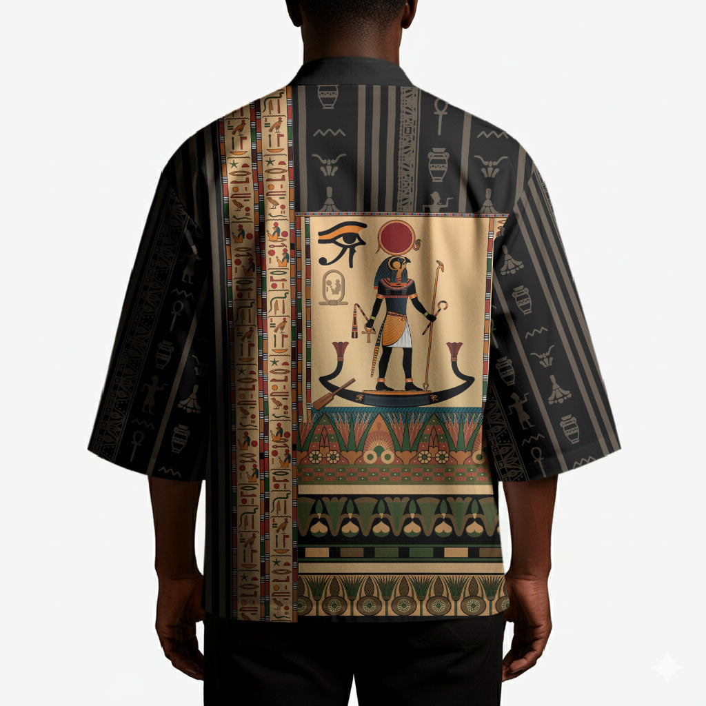 Egyptian God Ra Kimono Ancient Mythology Solar Barque Falcon