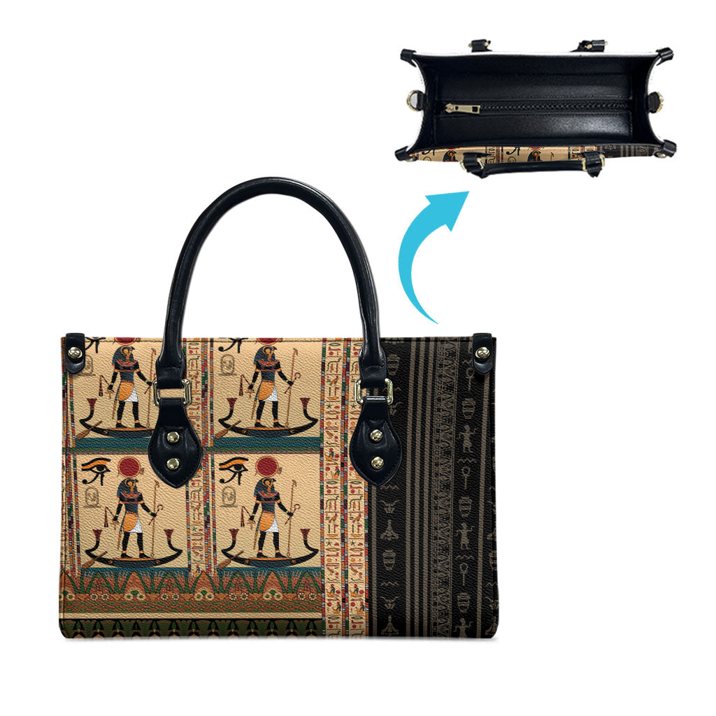 Egyptian God Ra Leather Bag Ancient Mythology Solar Barque Falcon