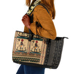 Egyptian God Ra Leather Tote Bag Ancient Mythology Solar Barque Falcon