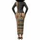 Egyptian God Ra Long Sleeve Bodycon Dress Ancient Mythology Solar Barque Falcon