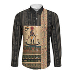 Egyptian God Ra Long Sleeve Button Shirt Ancient Mythology Solar Barque Falcon