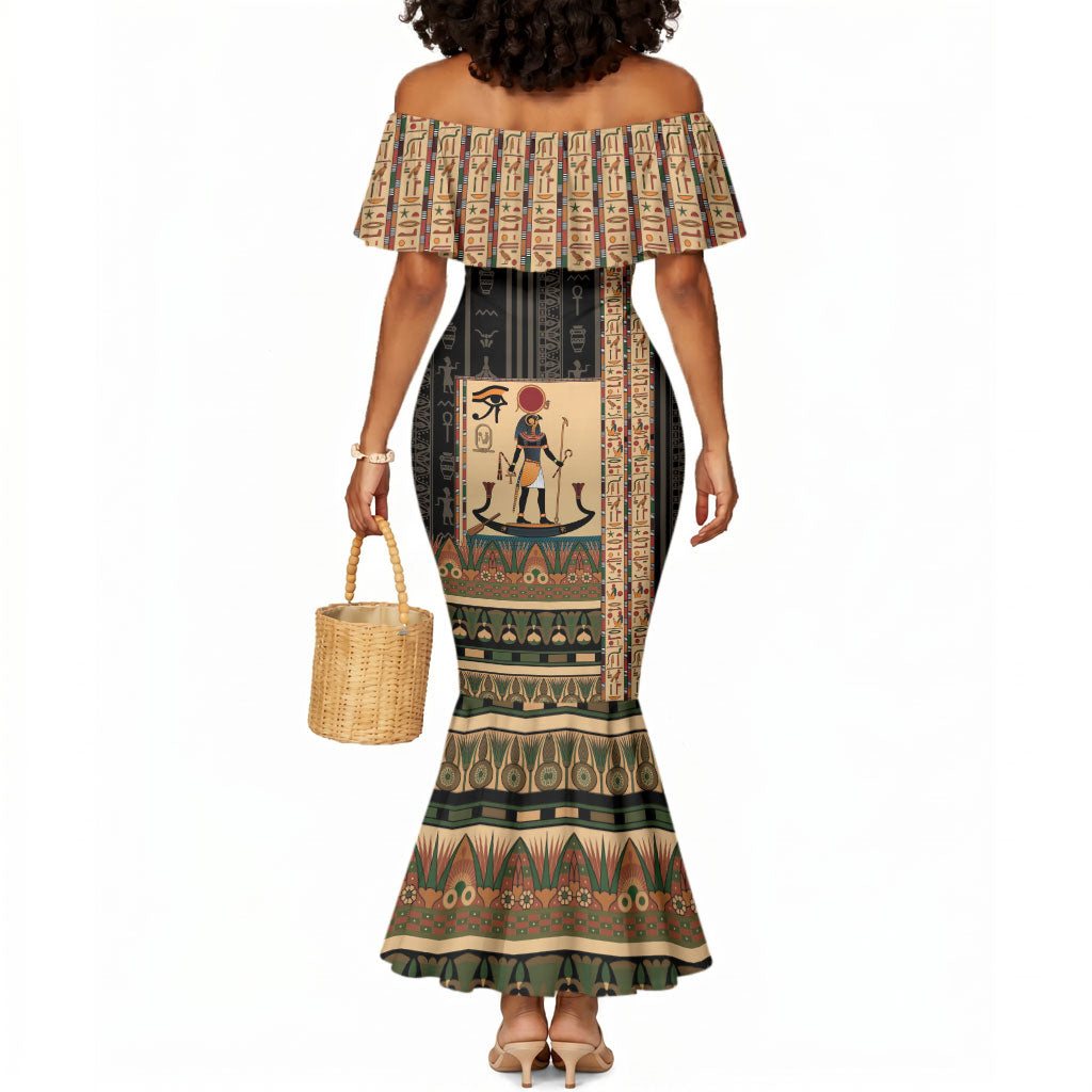 Egyptian God Ra Mermaid Dress Ancient Mythology Solar Barque Falcon
