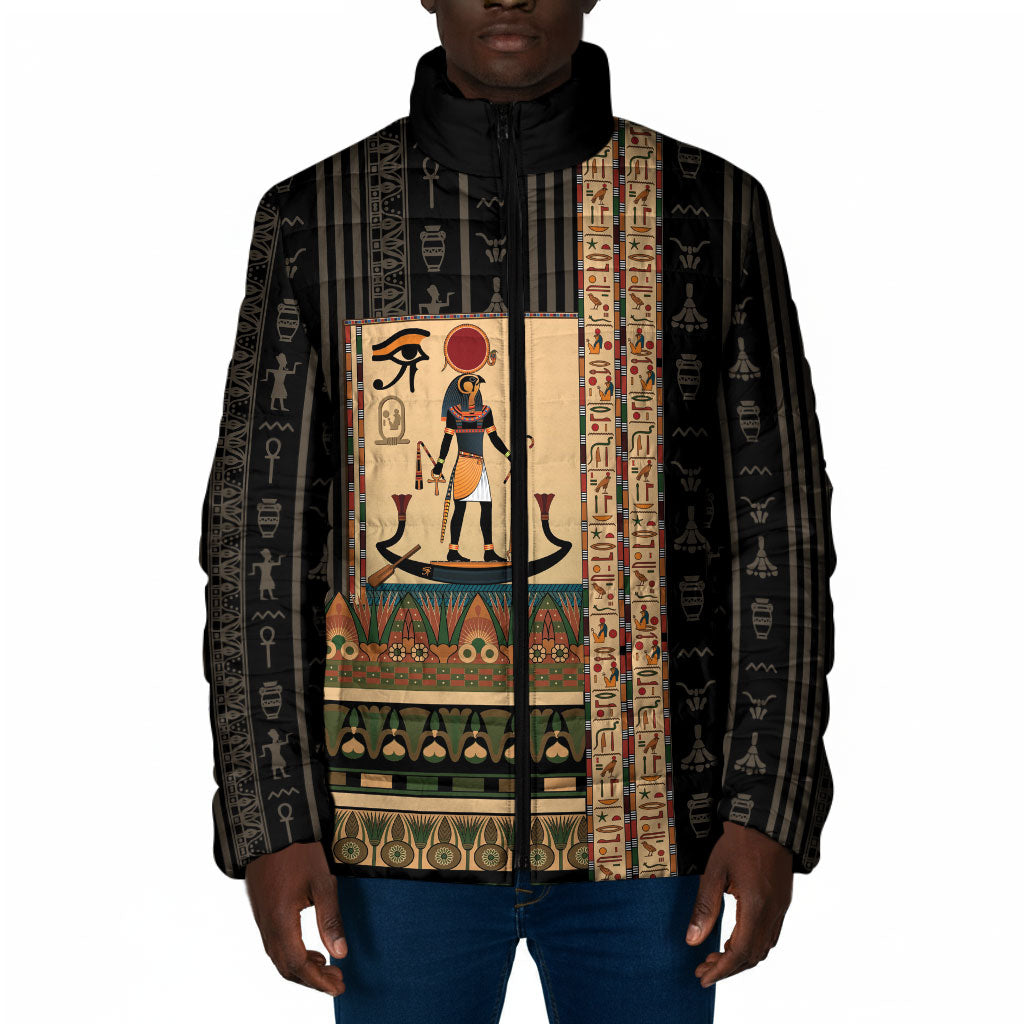 Egyptian God Ra Padded Jacket Ancient Mythology Solar Barque Falcon
