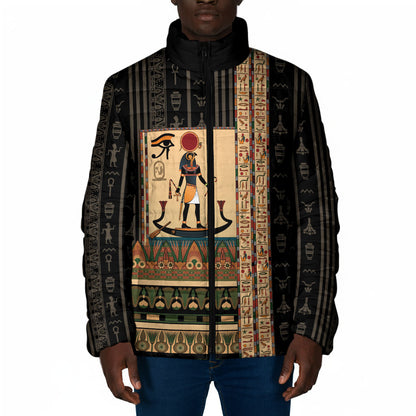 Egyptian God Ra Padded Jacket Ancient Mythology Solar Barque Falcon