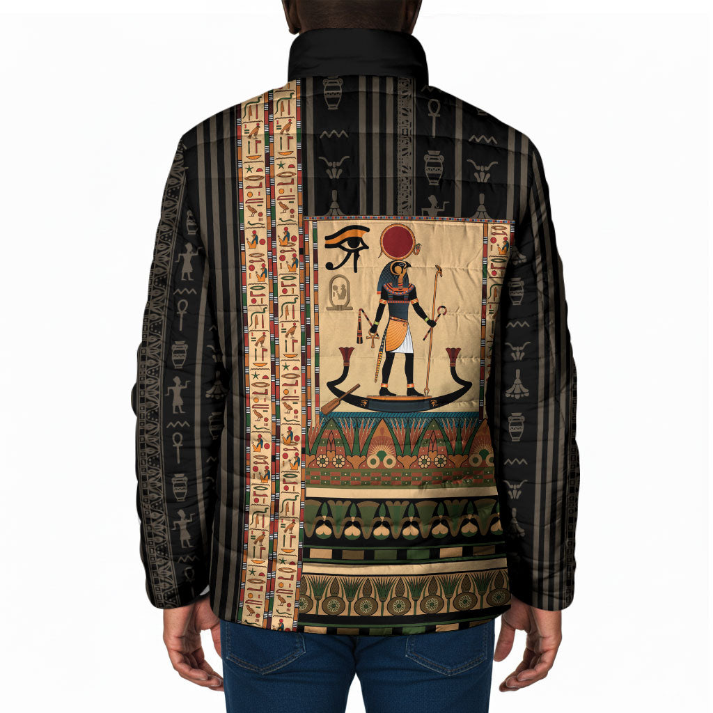 Egyptian God Ra Padded Jacket Ancient Mythology Solar Barque Falcon