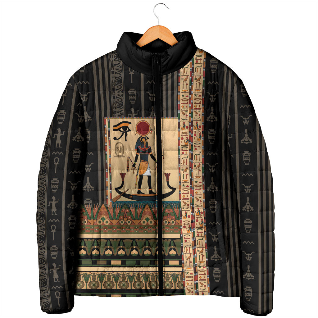 Egyptian God Ra Padded Jacket Ancient Mythology Solar Barque Falcon