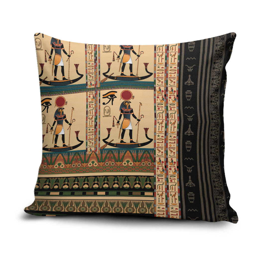 Egyptian God Ra Pillow Cover Ancient Mythology Solar Barque Falcon