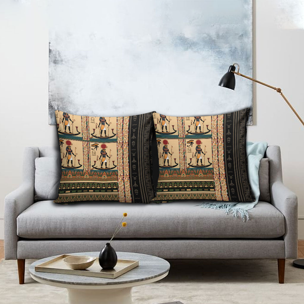 Egyptian God Ra Pillow Cover Ancient Mythology Solar Barque Falcon