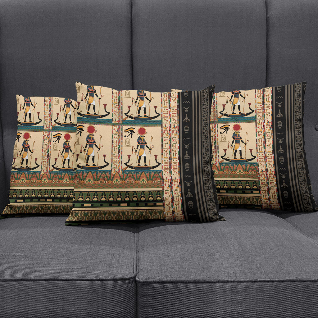 Egyptian God Ra Pillow Cover Ancient Mythology Solar Barque Falcon