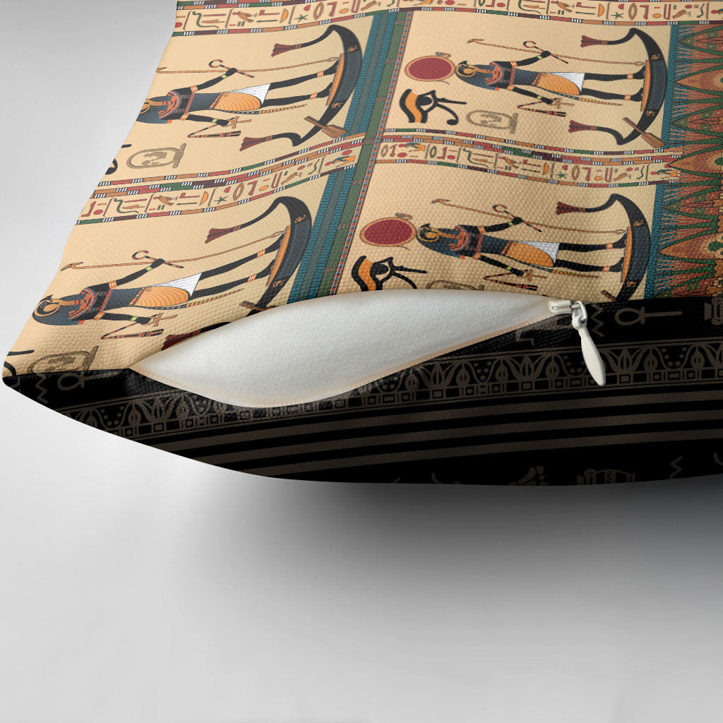 Egyptian God Ra Pillow Cover Ancient Mythology Solar Barque Falcon