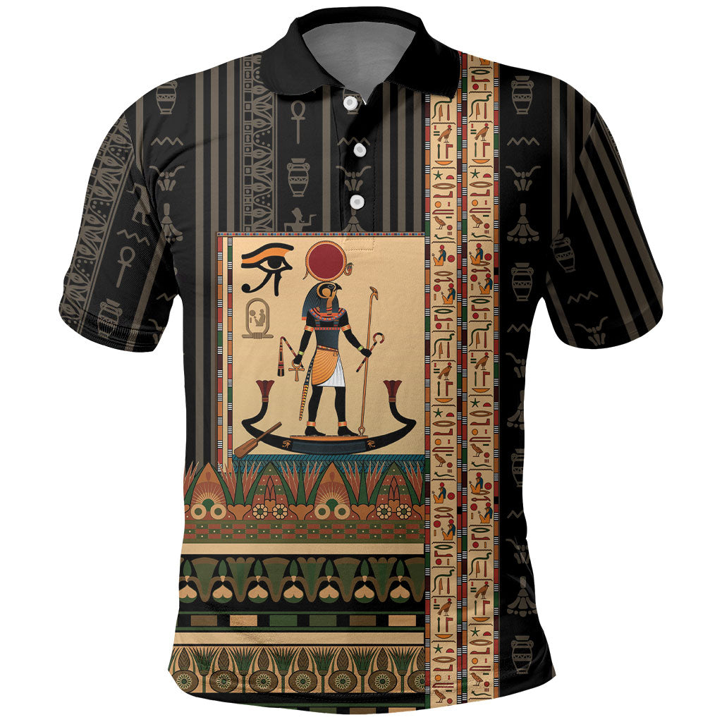 Egyptian God Ra Polo Shirt Ancient Mythology Solar Barque Falcon