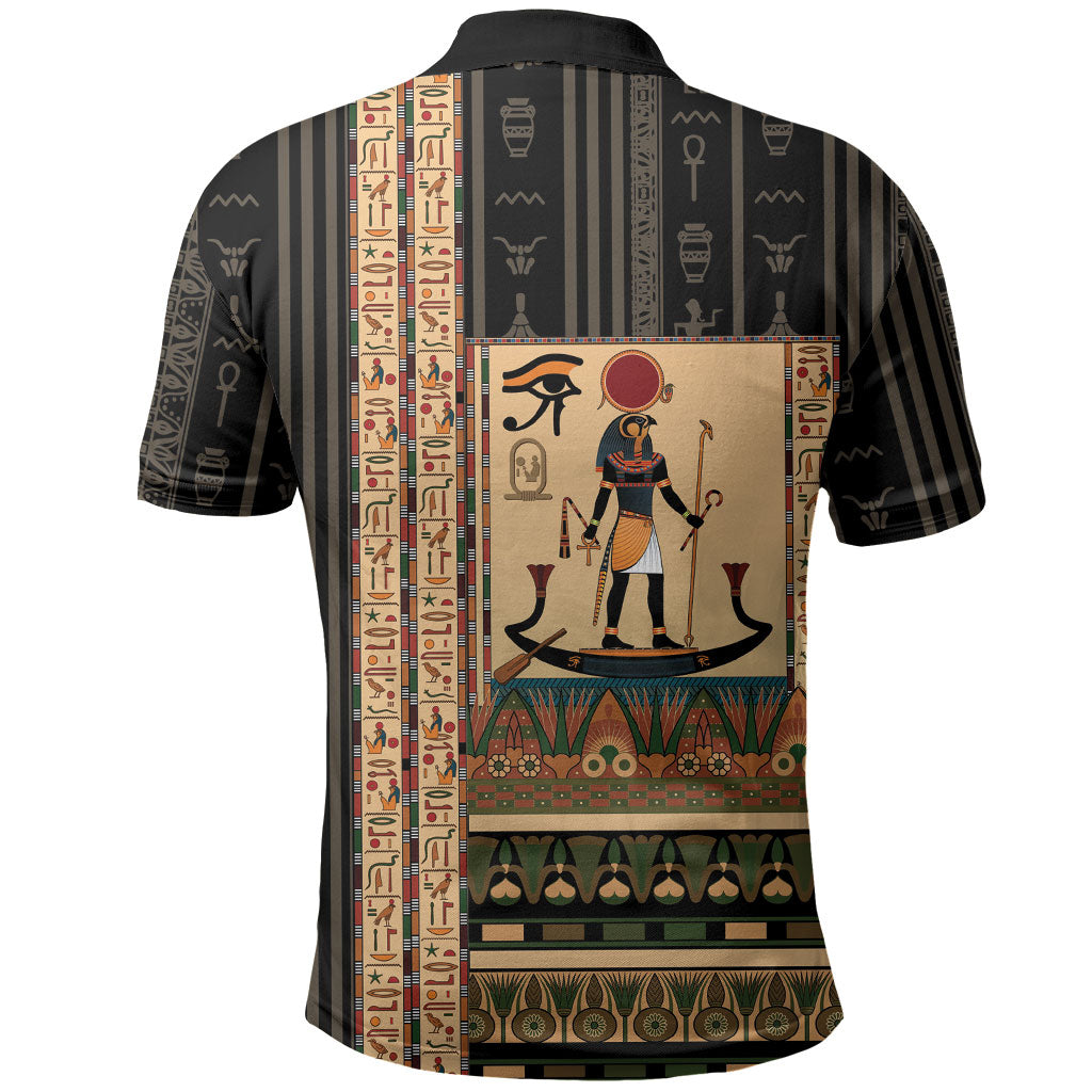 Egyptian God Ra Polo Shirt Ancient Mythology Solar Barque Falcon