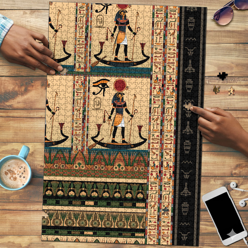 Egyptian God Ra Puzzle Ancient Mythology Solar Barque Falcon
