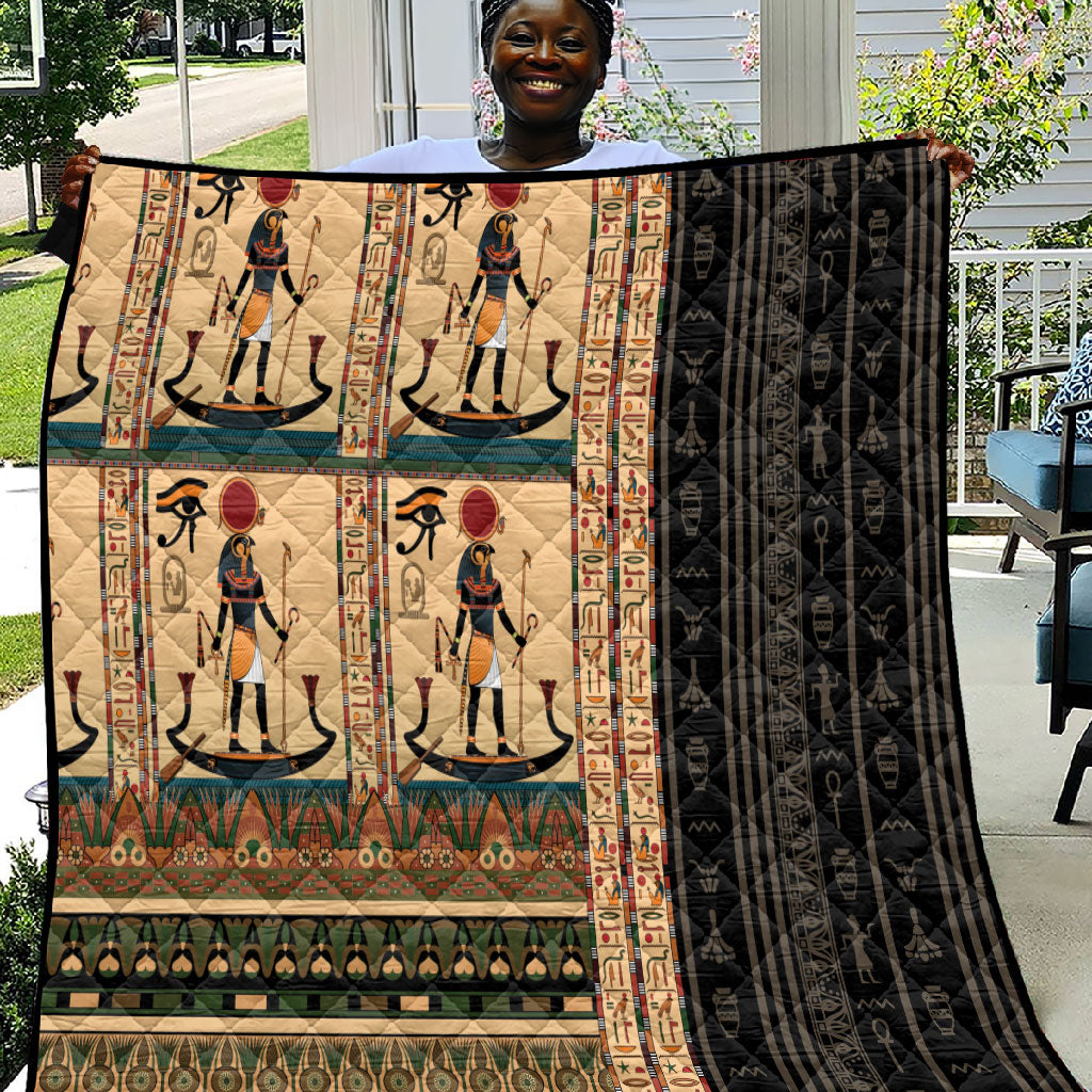 Egyptian God Ra Quilt Ancient Mythology Solar Barque Falcon