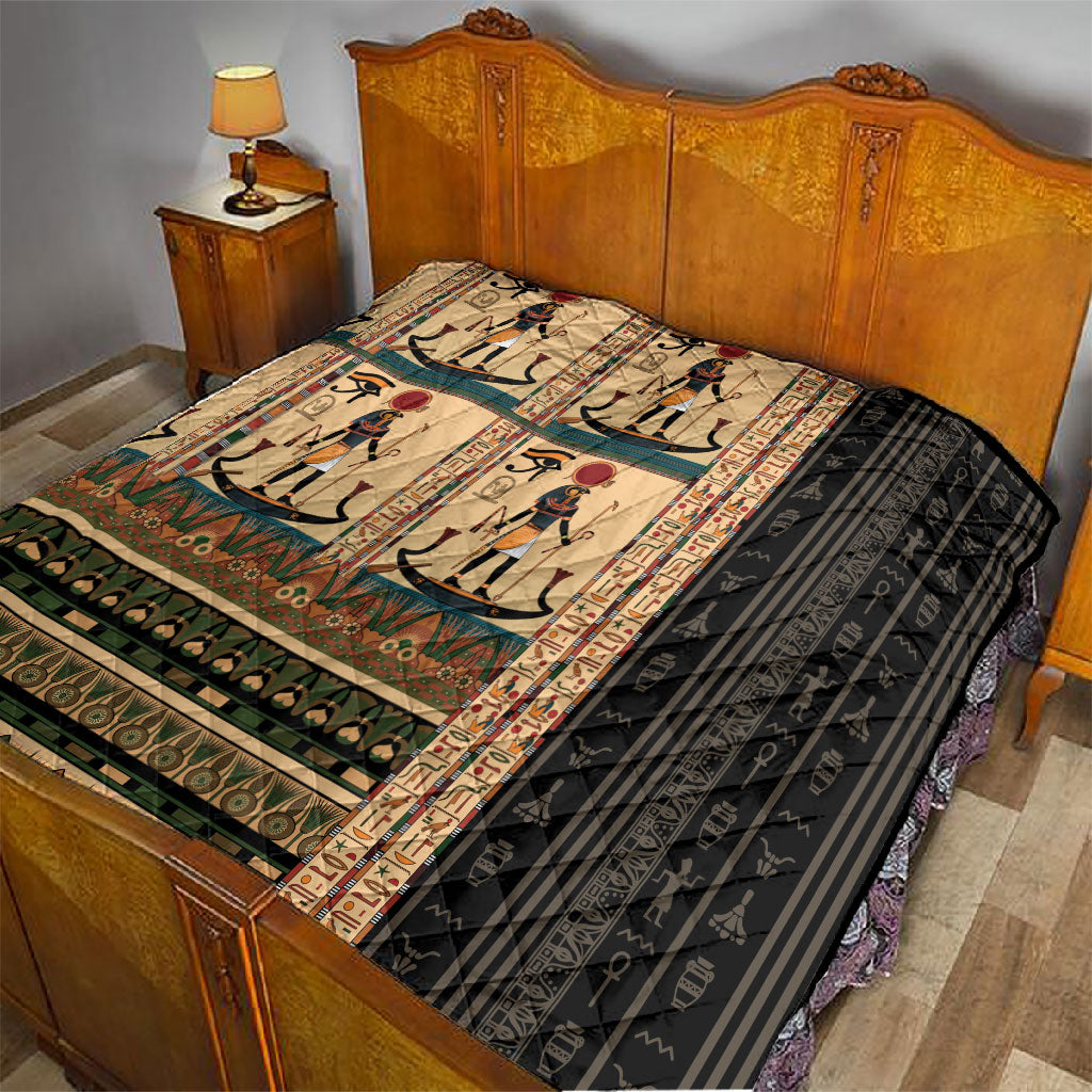 Egyptian God Ra Quilt Ancient Mythology Solar Barque Falcon