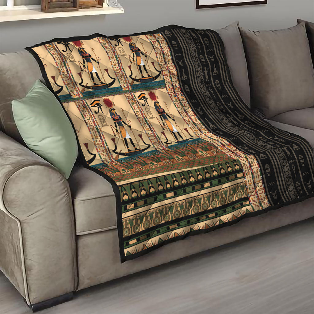 Egyptian God Ra Quilt Ancient Mythology Solar Barque Falcon