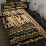 Egyptian God Ra Quilt Bed Set Ancient Mythology Solar Barque Falcon