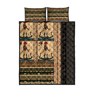 Egyptian God Ra Quilt Bed Set Ancient Mythology Solar Barque Falcon