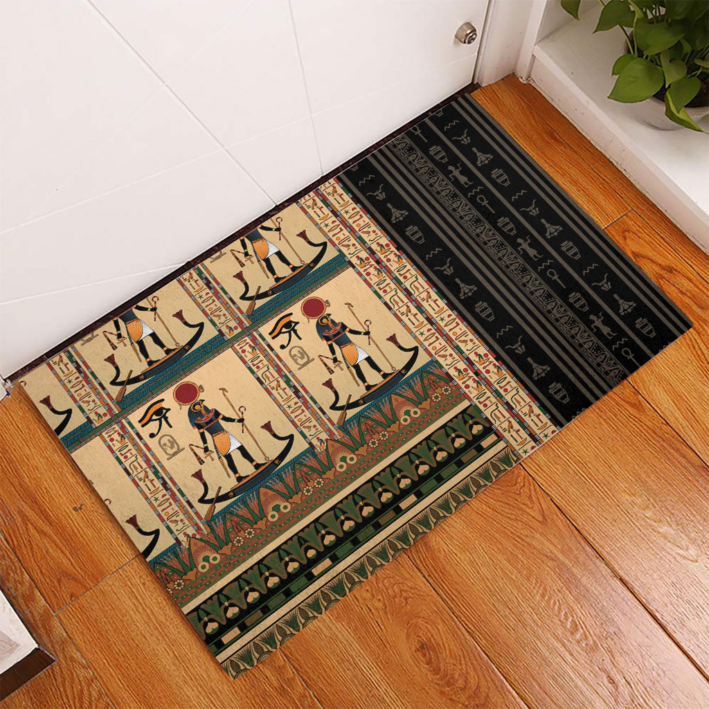 Egyptian God Ra Rubber Doormat Ancient Mythology Solar Barque Falcon