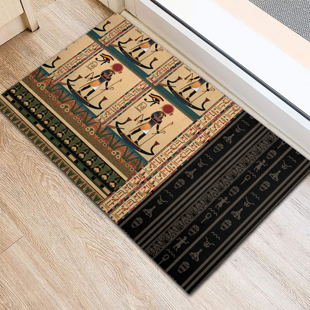 Egyptian God Ra Rubber Doormat Ancient Mythology Solar Barque Falcon