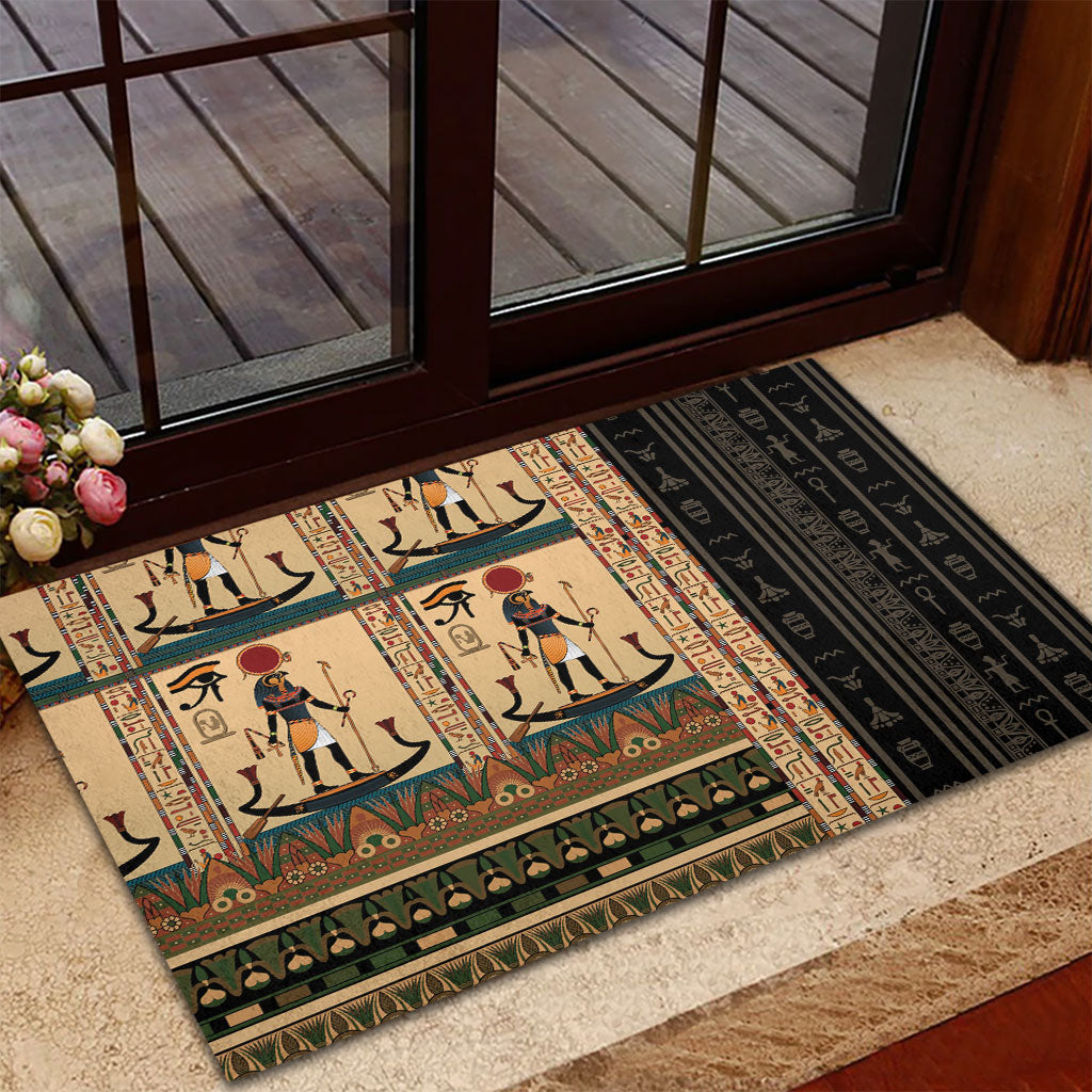 Egyptian God Ra Rubber Doormat Ancient Mythology Solar Barque Falcon