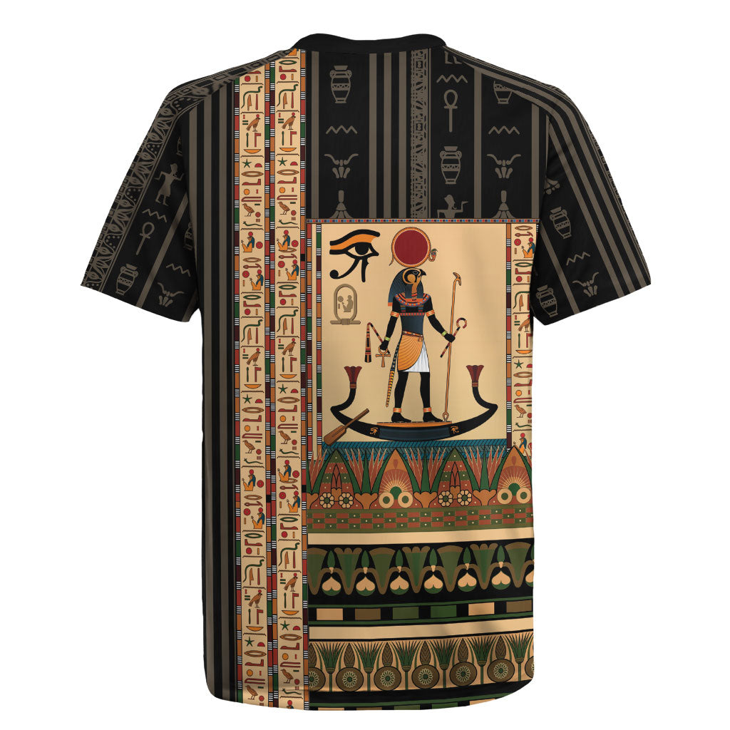 Egyptian God Ra Rugby Jersey Ancient Mythology Solar Barque Falcon