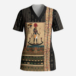 Egyptian God Ra Scrub Top Ancient Mythology Solar Barque Falcon