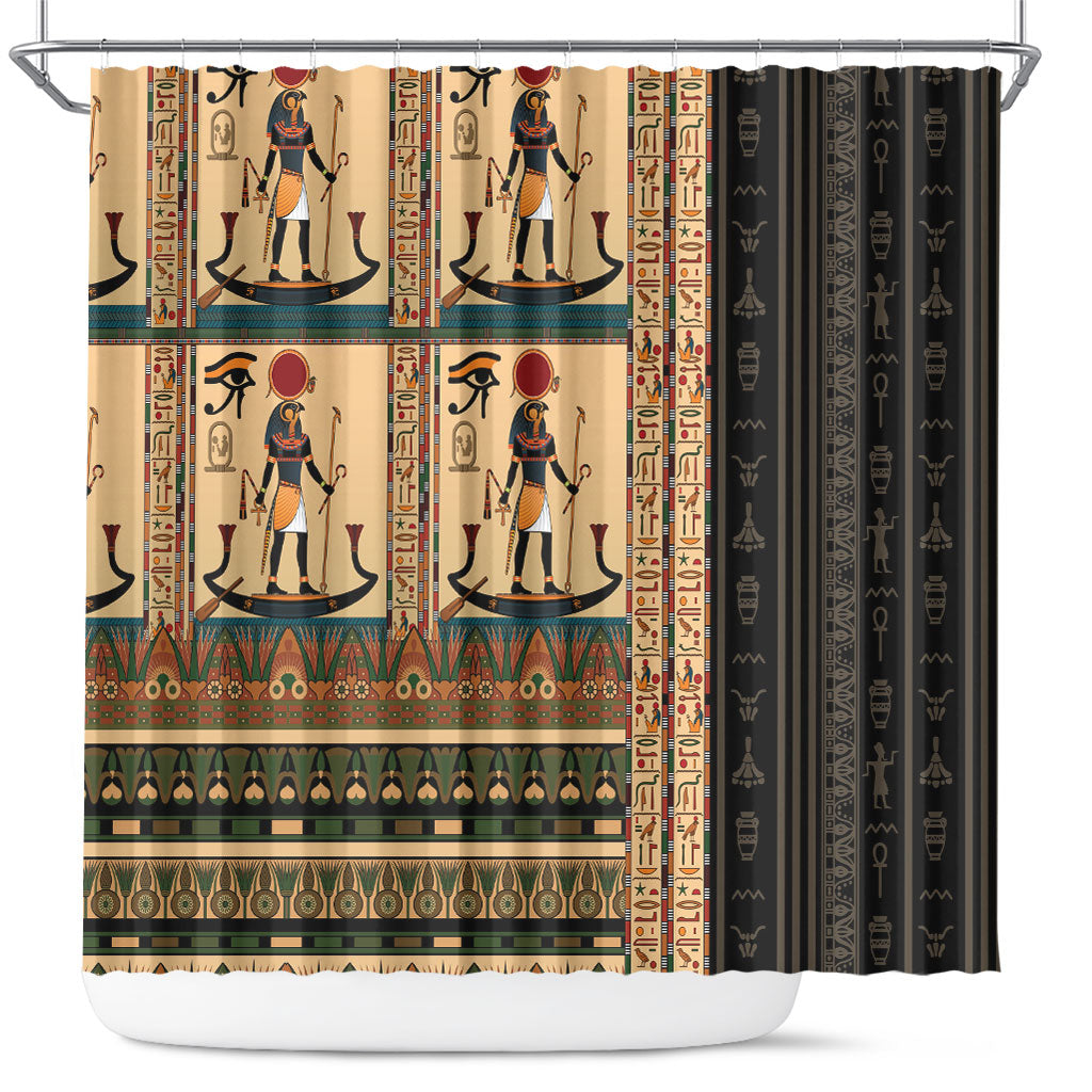 Egyptian God Ra Shower Curtain Ancient Mythology Solar Barque Falcon