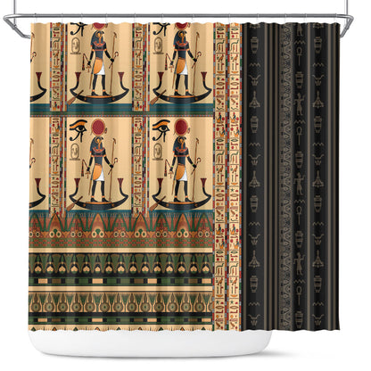 Egyptian God Ra Shower Curtain Ancient Mythology Solar Barque Falcon
